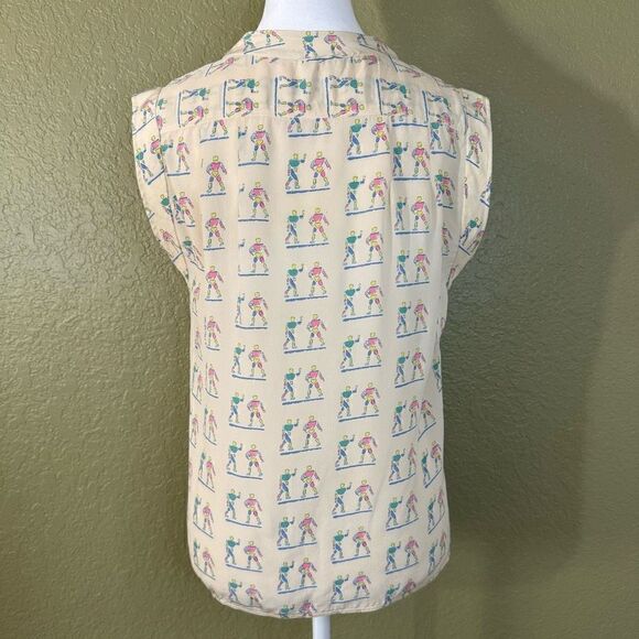 Chloe Size EU 38 The Human Life Sleeveless Tan Blouse Top Shirt Mock Neck Rare - Picture 5 of 6